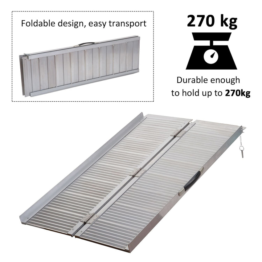 Wheelchair Ramp 4FT, Folding Aluminum Threshold Ramp with Non - Slip Surface, Transition Plates, 600lbs Weight Capacity, Handicap Ramp for Home, Doorways, Curbs, Steps - 7DAY'S