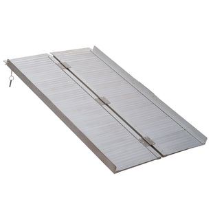 Wheelchair Ramp 4FT, Folding Aluminum Threshold Ramp with Non-Slip Surface, Transition Plates, 600lbs Weight Capacity, Handicap Ramp for Home, Doorways, Curbs, Steps