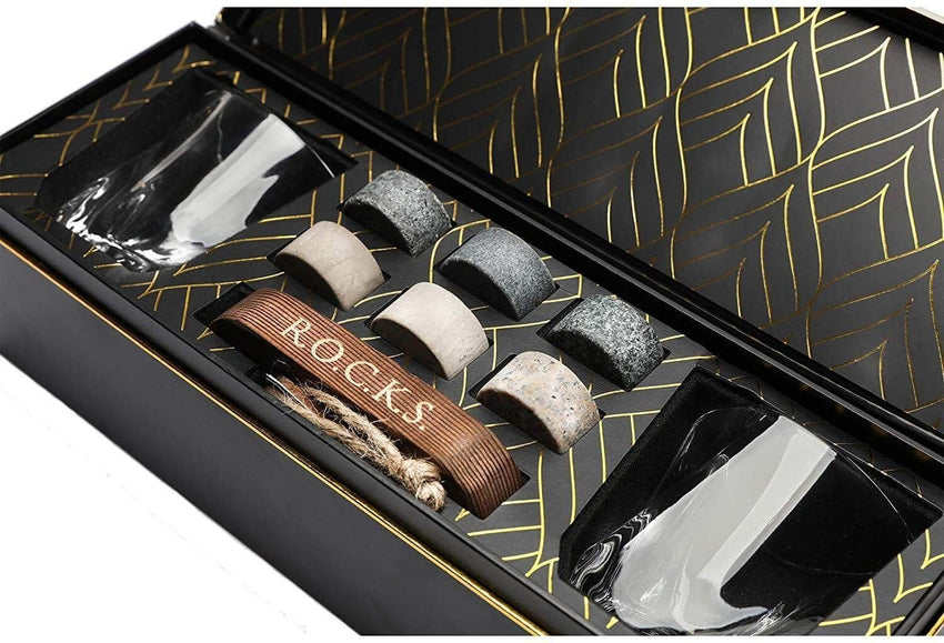 Whiskey Chilling Stones Gift Set Crystal Glasses - 7DAY'S