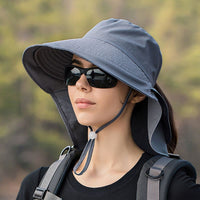 Wide Brim Shawl Ponytail Bucket Hat For Women; Outdoor Fishing Hiking UV Protection Bonnet - 7DAY'S