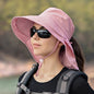 Wide Brim Shawl Ponytail Bucket Hat For Women; Outdoor Fishing Hiking UV Protection Bonnet - 7DAY'S