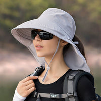 Wide Brim Shawl Ponytail Bucket Hat For Women; Outdoor Fishing Hiking UV Protection Bonnet - 7DAY'S