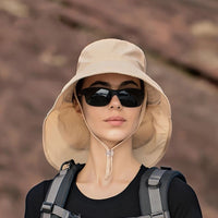Wide Brim Shawl Ponytail Bucket Hat For Women; Outdoor Fishing Hiking UV Protection Bonnet - 7DAY'S