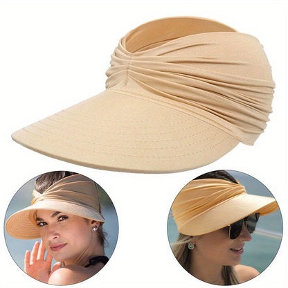 Wide Brim Sun Protection Hat; Visor Hat; Breathable Empty Top Sun Hat; Scallop Cap For Beach Outdoor; Women's Hat & Caps - 7DAY'S