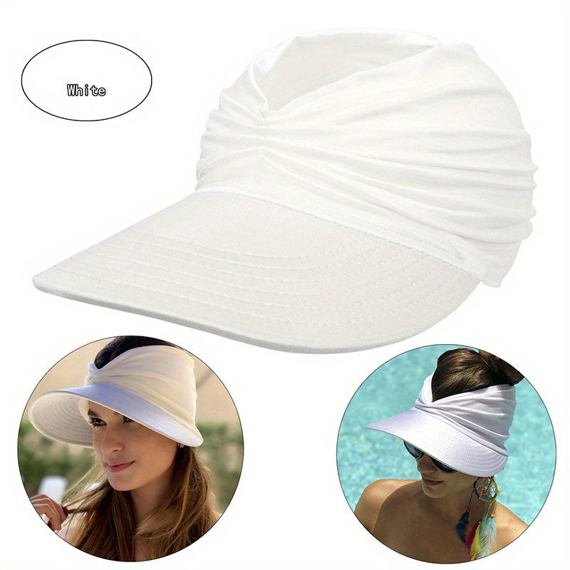 Wide Brim Sun Protection Hat; Visor Hat; Breathable Empty Top Sun Hat; Scallop Cap For Beach Outdoor; Women's Hat & Caps - 7DAY'S