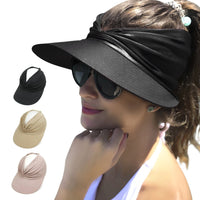 Wide Brim Sun Protection Hat; Visor Hat; Breathable Empty Top Sun Hat; Scallop Cap For Beach Outdoor; Women's Hat & Caps - 7DAY'S
