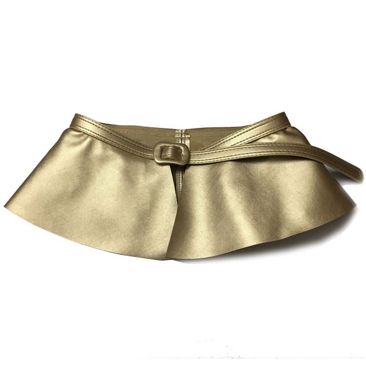 Wide Gold Belt Women Corset Metal Decorated Belts Pu Leather Ruffle Skirt Peplum Waistband Cummerbunds Female Dress Strap Girdle - 7DAY'S