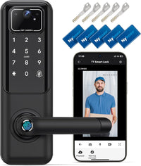 WiFi Camera Video Smart Door Lock with Fingerprint, Nyboer Keyless Entry, Electronic Digital Keypad with Handle - 7DAY'S
