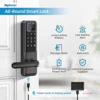 WiFi Camera Video Smart Door Lock with Fingerprint, Nyboer Keyless Entry, Electronic Digital Keypad with Handle - 7DAY'S