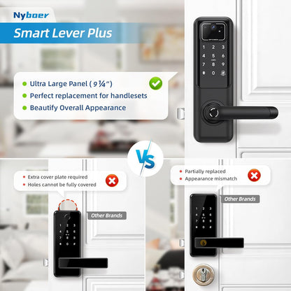 WiFi Camera Video Smart Door Lock with Fingerprint, Nyboer Keyless Entry, Electronic Digital Keypad with Handle - 7DAY'S