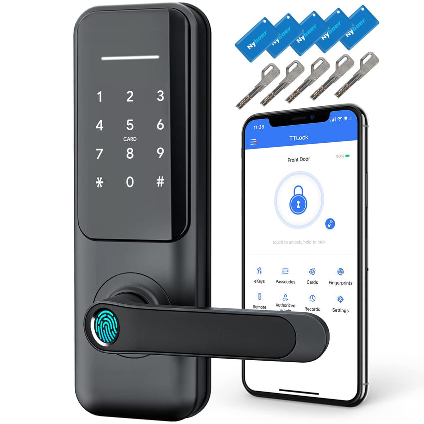WiFi Camera Video Smart Door Lock with Fingerprint, Nyboer Keyless Entry, Electronic Digital Keypad with Handle - 7DAY'S