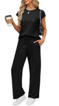 WIHOLL 2 Piece Sets for Women Casual Summer Travel Vacation Outfits Cap Sleeve Lounge Set - 7DAY'S
