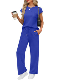 WIHOLL 2 Piece Sets for Women Casual Summer Travel Vacation Outfits Cap Sleeve Lounge Set - 7DAY'S