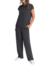 WIHOLL 2 Piece Sets for Women Casual Summer Travel Vacation Outfits Cap Sleeve Lounge Set - 7DAY'S