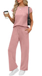 WIHOLL 2 Piece Sets for Women Casual Summer Travel Vacation Outfits Cap Sleeve Lounge Set - 7DAY'S