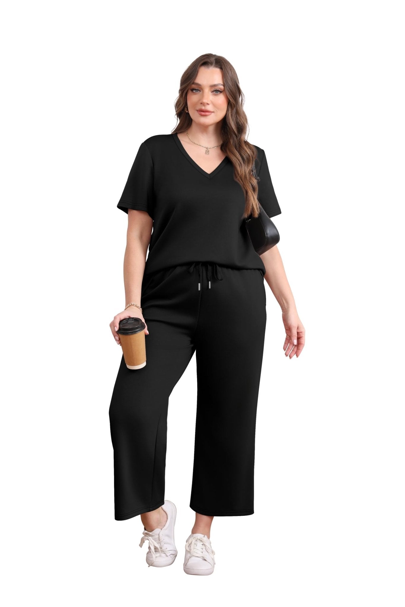 WIHOLL 2 Piece Sets for Women Summer Lounge Set Wide Leg Pants Matching Set Vacation Travel Outfits Beach Clothing - 7DAY'S