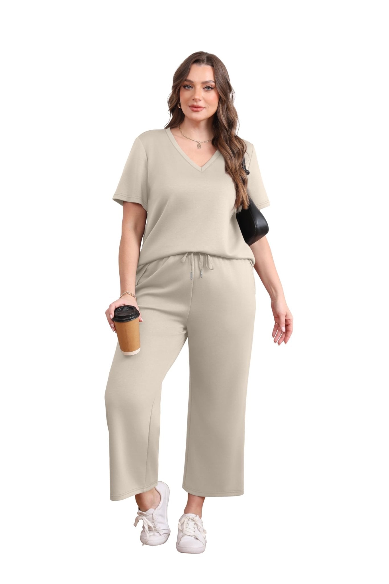 WIHOLL 2 Piece Sets for Women Summer Lounge Set Wide Leg Pants Matching Set Vacation Travel Outfits Beach Clothing - 7DAY'S