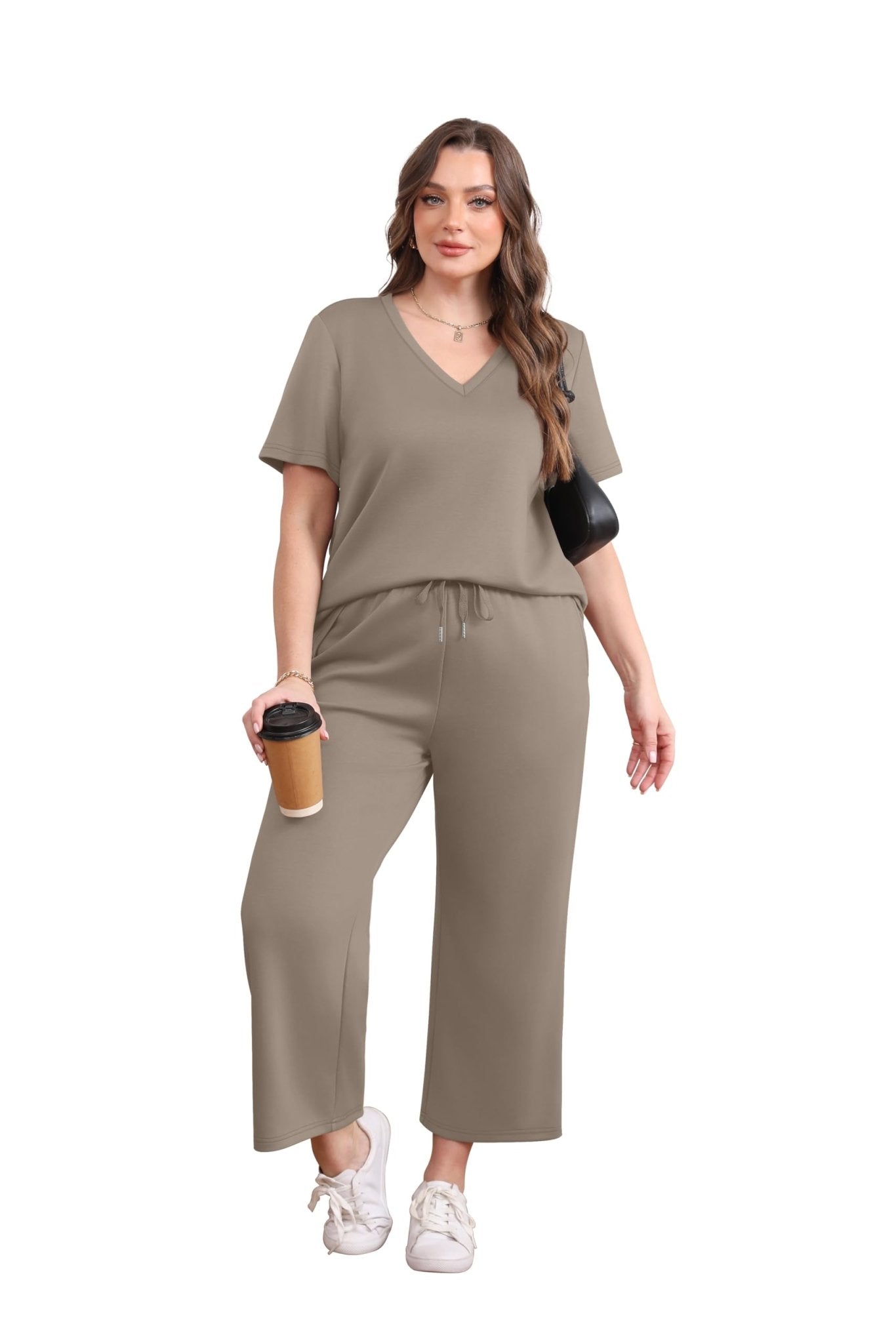 WIHOLL 2 Piece Sets for Women Summer Lounge Set Wide Leg Pants Matching Set Vacation Travel Outfits Beach Clothing - 7DAY'S
