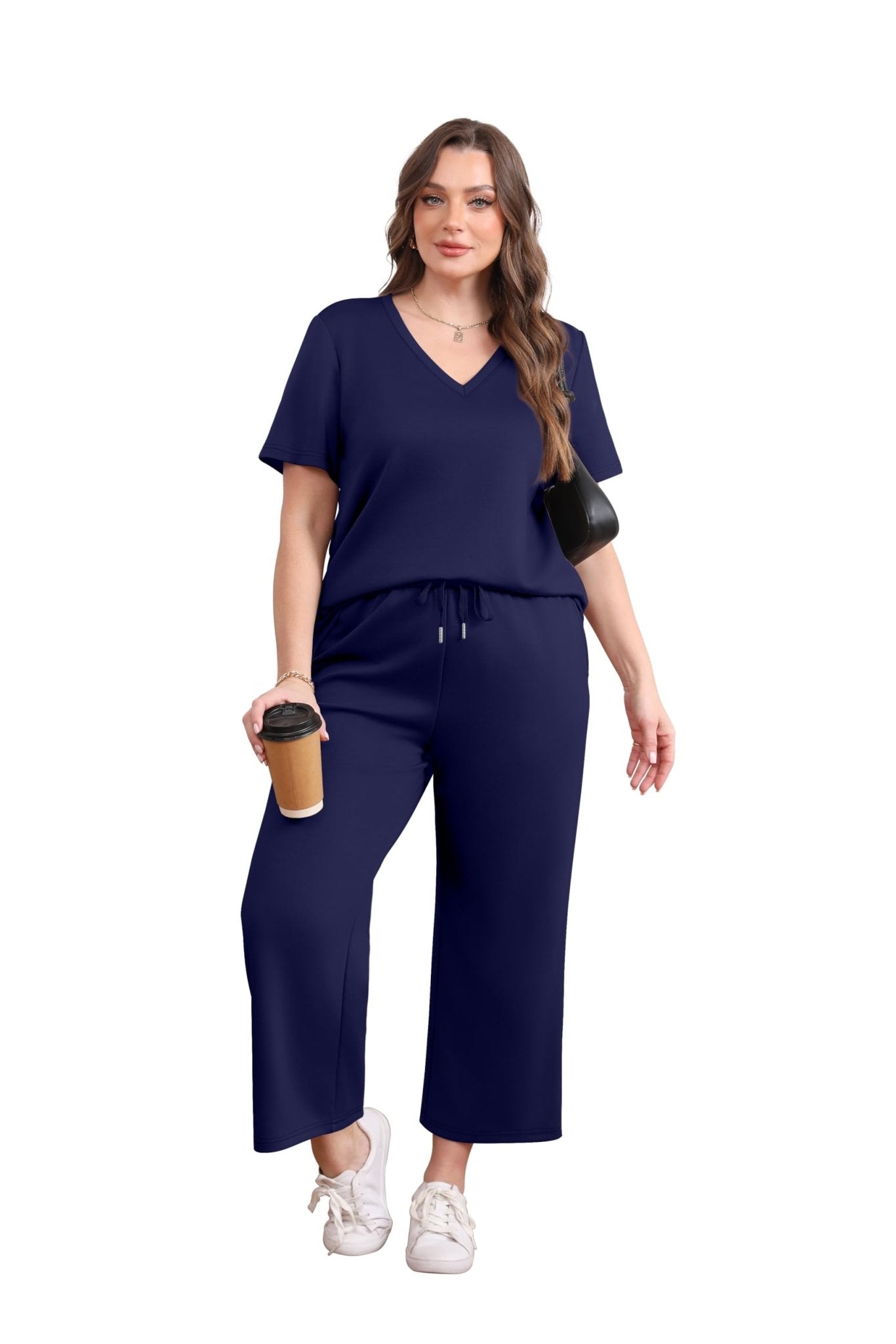 WIHOLL 2 Piece Sets for Women Summer Lounge Set Wide Leg Pants Matching Set Vacation Travel Outfits Beach Clothing - 7DAY'S