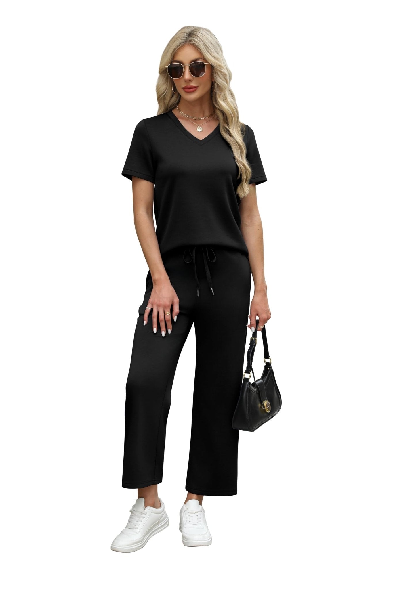 WIHOLL 2 Piece Sets for Women Summer Lounge Set Wide Leg Pants Matching Set Vacation Travel Outfits Beach Clothing - 7DAY'S