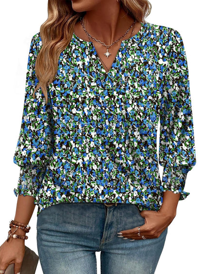 WIHOLL Blouses for Women Dressy Casual 3/4 Length Sleeve Womens Tops Trendy Summer Spring Shirts S - 3XL - 7DAY'S