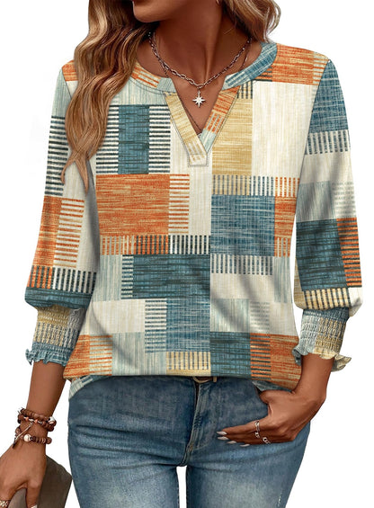 WIHOLL Blouses for Women Dressy Casual 3/4 Length Sleeve Womens Tops Trendy Summer Spring Shirts S - 3XL - 7DAY'S