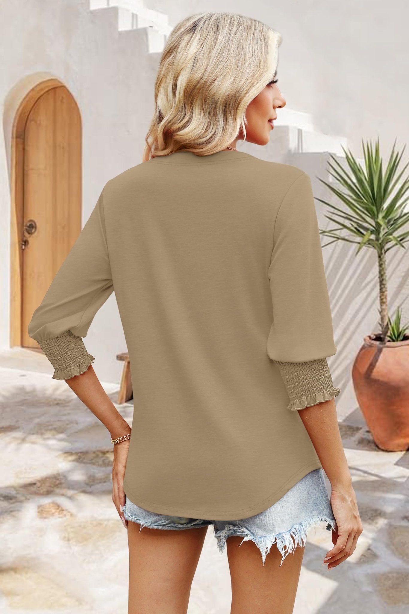 WIHOLL Blouses for Women Dressy Casual 3/4 Length Sleeve Womens Tops Trendy Summer Spring Shirts S - 3XL - 7DAY'S