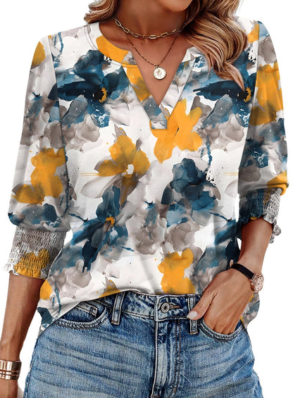 WIHOLL Blouses for Women Dressy Casual 3/4 Length Sleeve Womens Tops Trendy Summer Spring Shirts S - 3XL - 7DAY'S
