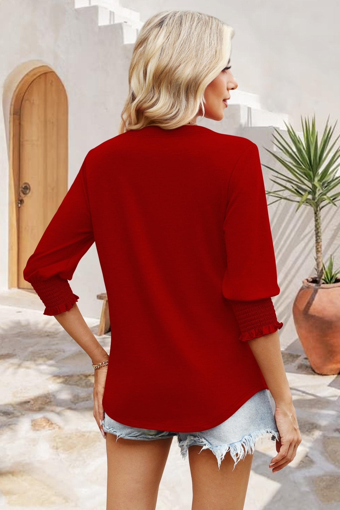 WIHOLL Blouses for Women Dressy Casual 3/4 Length Sleeve Womens Tops Trendy Summer Spring Shirts S - 3XL - 7DAY'S