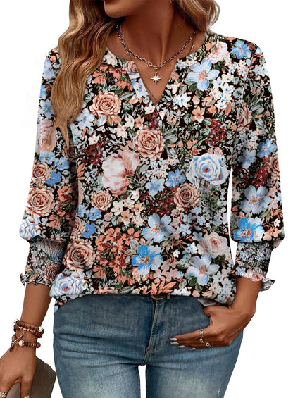 WIHOLL Blouses for Women Dressy Casual 3/4 Length Sleeve Womens Tops Trendy Summer Spring Shirts S - 3XL - 7DAY'S