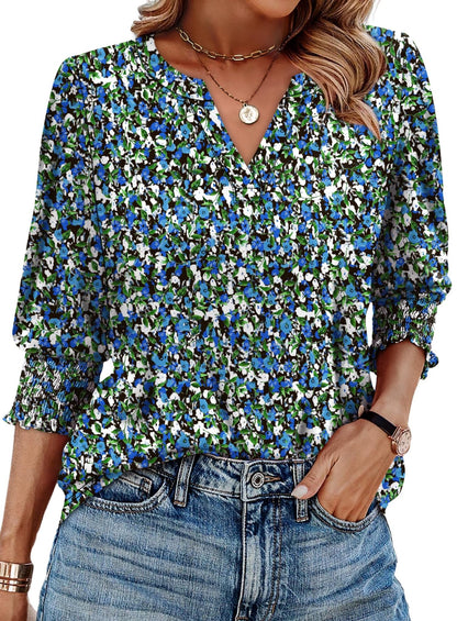 WIHOLL Blouses for Women Dressy Casual 3/4 Length Sleeve Womens Tops Trendy Summer Spring Shirts S - 3XL - 7DAY'S