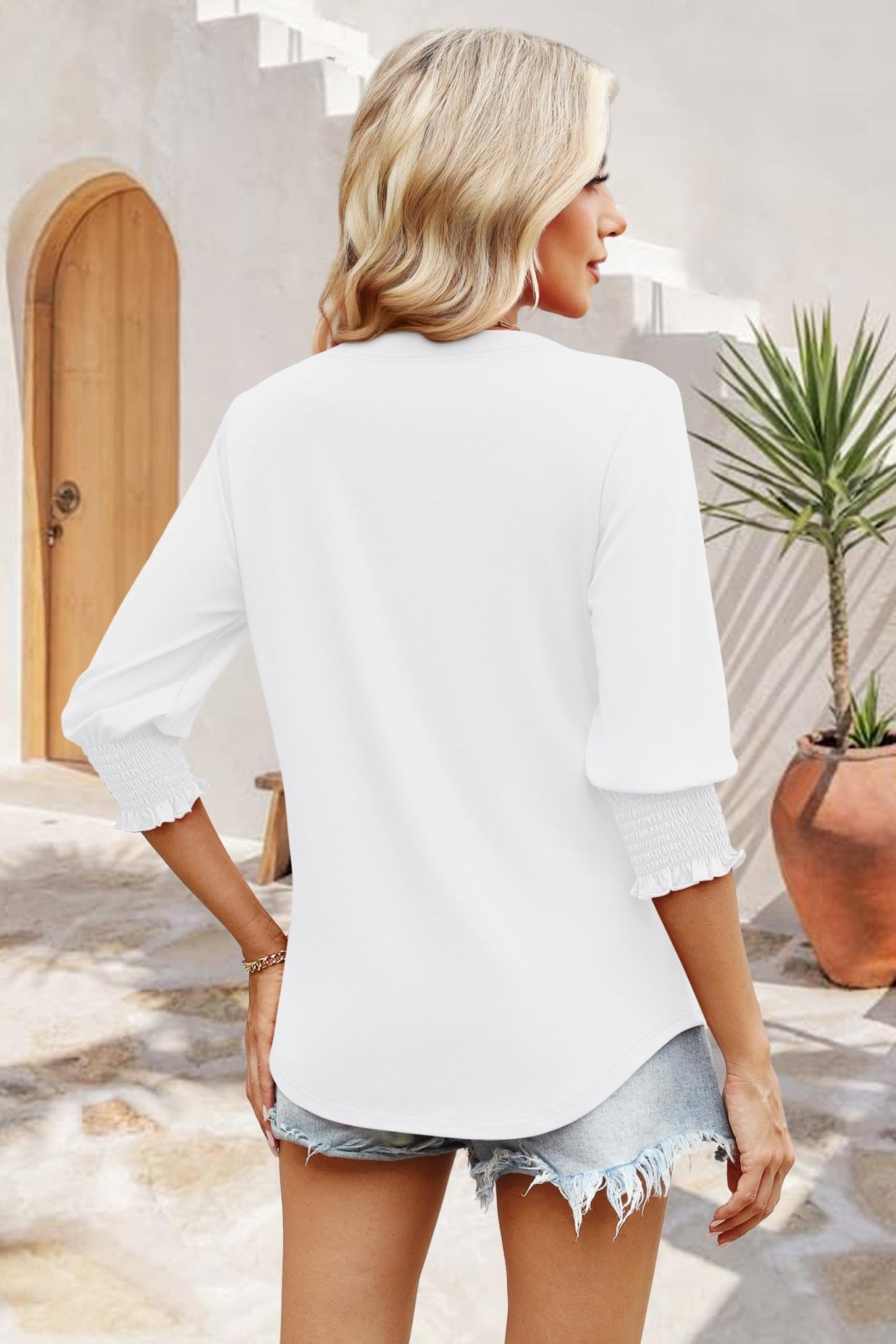 WIHOLL Blouses for Women Dressy Casual 3/4 Length Sleeve Womens Tops Trendy Summer Spring Shirts S - 3XL - 7DAY'S