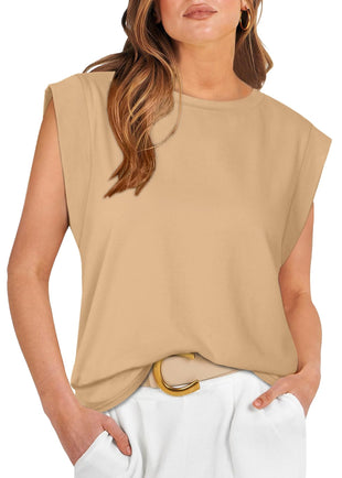 WIHOLL Cap Sleeve Tops for Women Summer Top Basic Tee Shirts Casual Tank Loose Fit 2025 Fashion