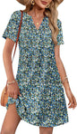 WIHOLL Dresses for Women 2025 Casual Summer V Neck Wedding Guest Dress Short Sleeve Fashion Beach Vacation Clothes - 7DAY'S