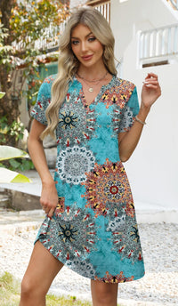 WIHOLL Dresses for Women 2025 Casual Summer V Neck Wedding Guest Dress Short Sleeve Fashion Beach Vacation Clothes - 7DAY'S
