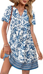 WIHOLL Dresses for Women 2025 Casual Summer V Neck Wedding Guest Dress Short Sleeve Fashion Beach Vacation Clothes - 7DAY'S
