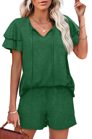 WIHOLL Summer Outfits for Women 2 Piece Short Sleeve V Neck Lounge Sets Casual - 7DAY'S