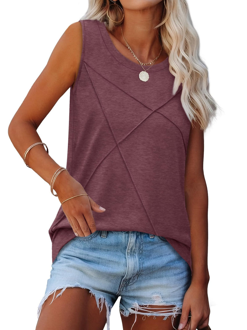 WIHOLL Summer Tank Tops for Women Loose Fit Crew Neck Casual Sleeveless Tops 2025 Trendy - 7DAY'S