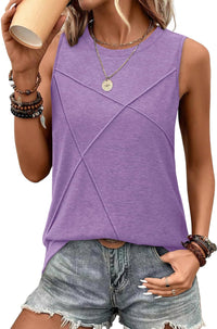 WIHOLL Summer Tank Tops for Women Loose Fit Crew Neck Casual Sleeveless Tops 2025 Trendy - 7DAY'S