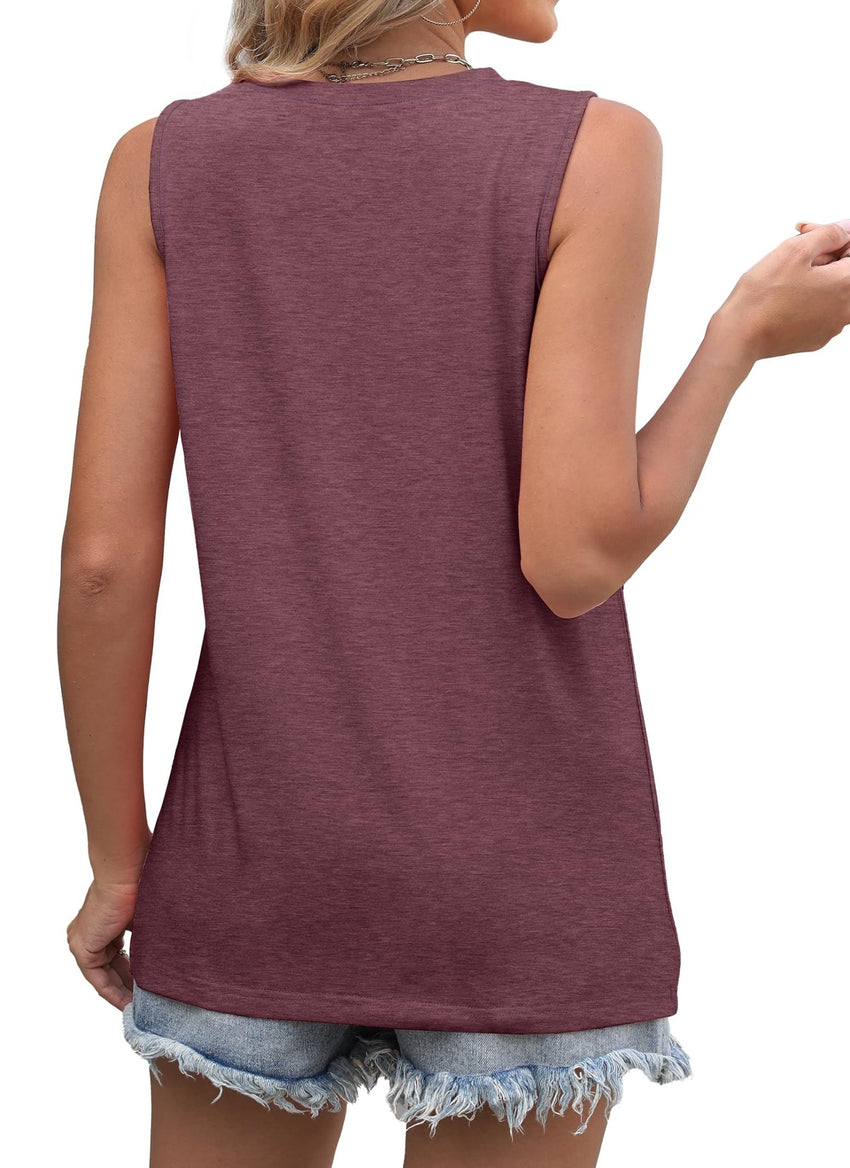 WIHOLL Summer Tank Tops for Women Loose Fit Crew Neck Casual Sleeveless Tops 2025 Trendy - 7DAY'S