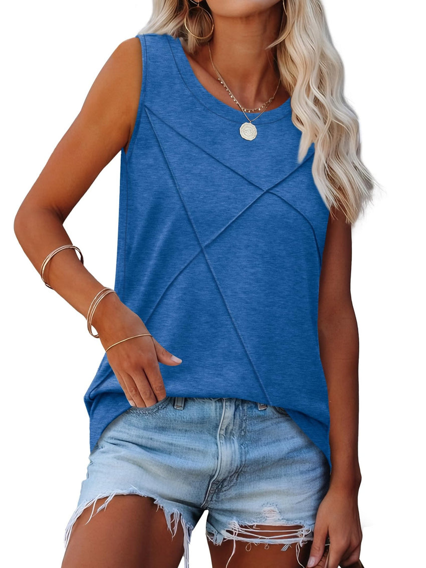 WIHOLL Summer Tank Tops for Women Loose Fit Crew Neck Casual Sleeveless Tops 2025 Trendy - 7DAY'S