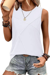 WIHOLL Summer Tank Tops for Women Loose Fit Crew Neck Casual Sleeveless Tops 2025 Trendy - 7DAY'S
