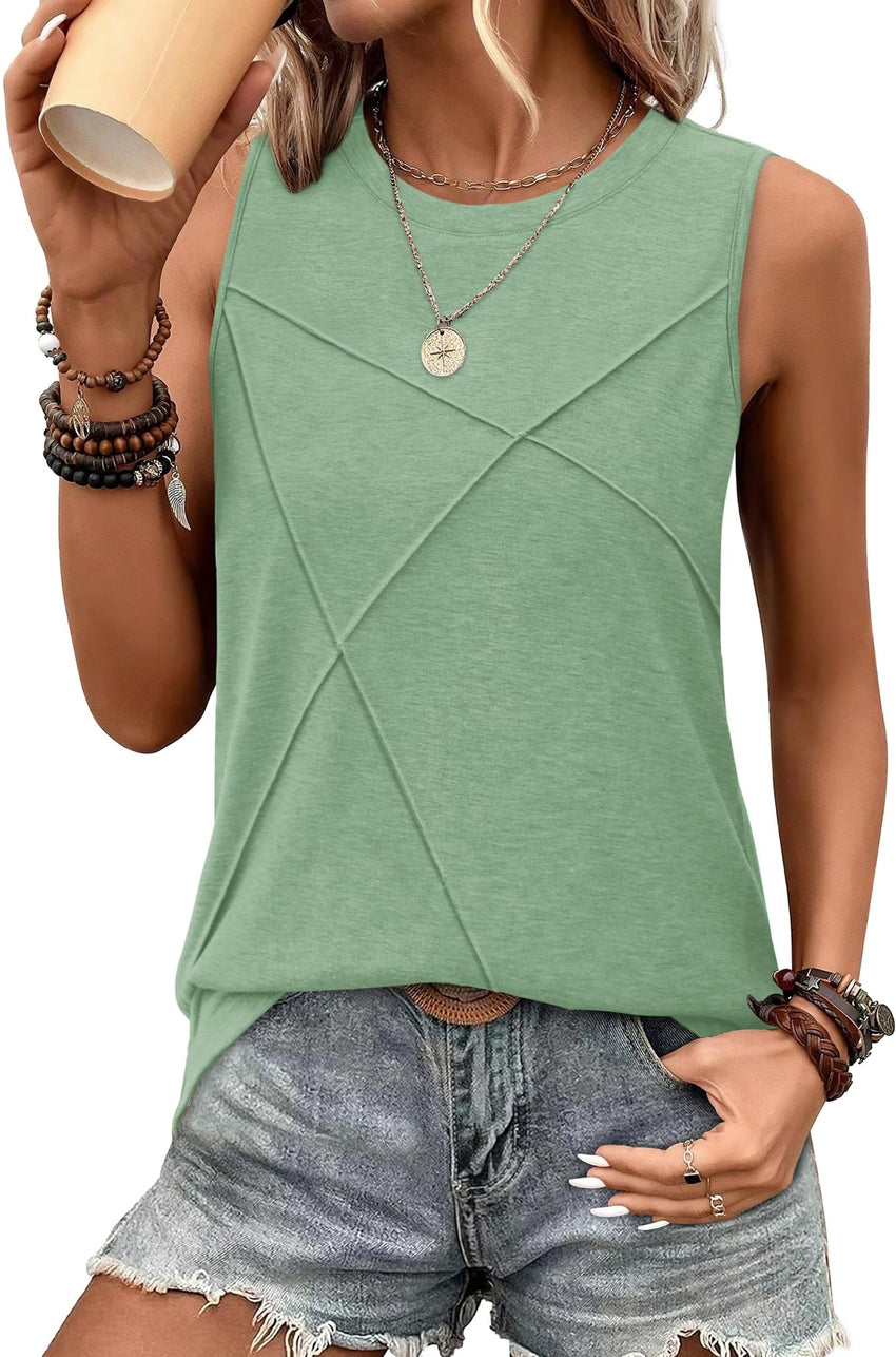WIHOLL Summer Tank Tops for Women Loose Fit Crew Neck Casual Sleeveless Tops 2025 Trendy - 7DAY'S