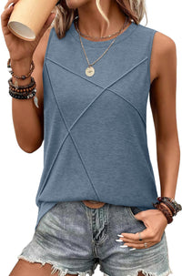 WIHOLL Summer Tank Tops for Women Loose Fit Crew Neck Casual Sleeveless Tops 2025 Trendy - 7DAY'S