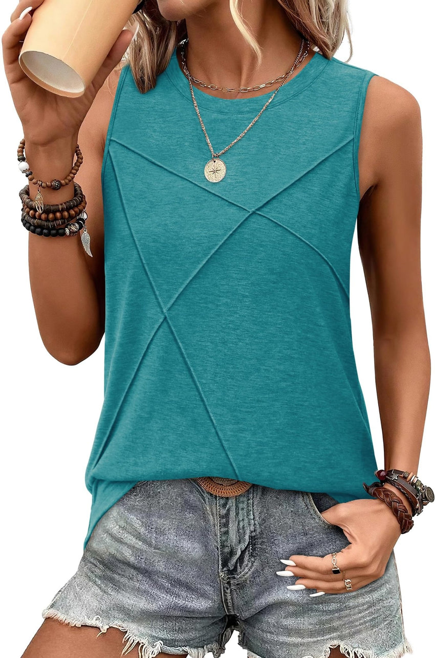 WIHOLL Summer Tank Tops for Women Loose Fit Crew Neck Casual Sleeveless Tops 2025 Trendy - 7DAY'S