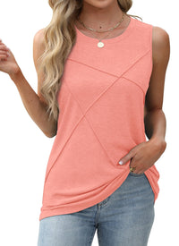 WIHOLL Summer Tank Tops for Women Loose Fit Crew Neck Casual Sleeveless Tops 2025 Trendy - 7DAY'S