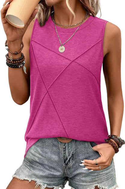 WIHOLL Summer Tank Tops for Women Loose Fit Crew Neck Casual Sleeveless Tops 2025 Trendy - 7DAY'S