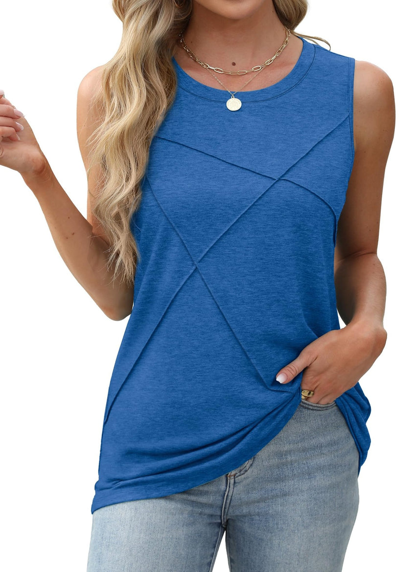 WIHOLL Summer Tank Tops for Women Loose Fit Crew Neck Casual Sleeveless Tops 2025 Trendy - 7DAY'S