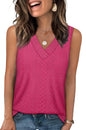 WIHOLL Tank Top for Women Summer Outfits V Neck T Shirts Trendy Eyelet Sleeveless Basic Beach Vacation Clothes - 7DAY'S