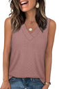 WIHOLL Tank Top for Women Summer Outfits V Neck T Shirts Trendy Eyelet Sleeveless Basic Beach Vacation Clothes - 7DAY'S